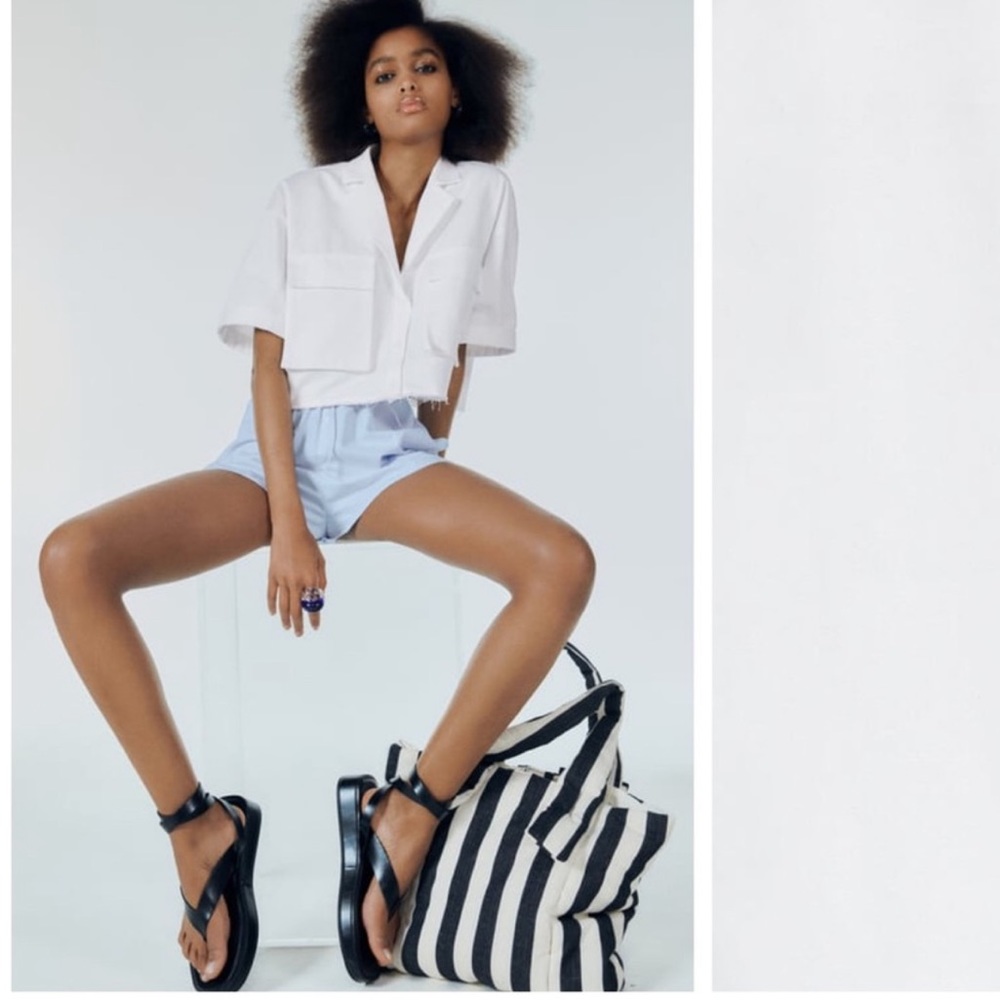 NWT Zara Cropped Collared Shirt